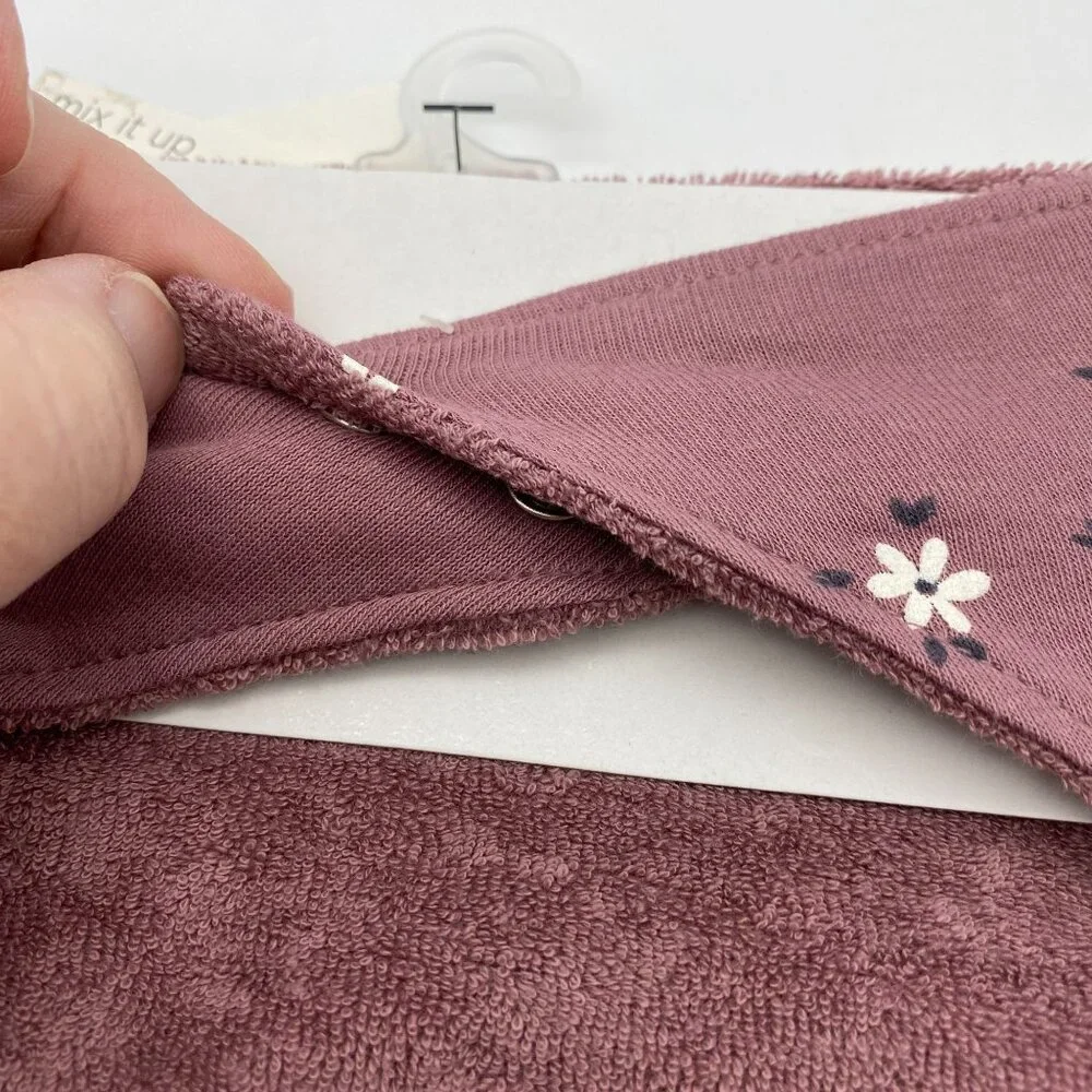 Gerber Baby girl handkerchief bibs lot of 3 Terry cloth triangle floral flowers